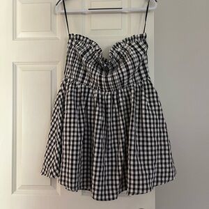 NBD Tiffany Black and White Gingham Strapless Dress